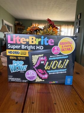 Lite -Brite Super Bright HD Pop Wow! — Black/Multicolor Light Peg Toy New HASBRO